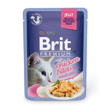 Влажный корм Brit Premium кусочки из куриного филе в желе для кошек 85гр