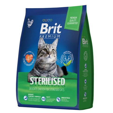 Сухой корм Brit Premium Сat Sterilised с курицей для стерилизованных кошек