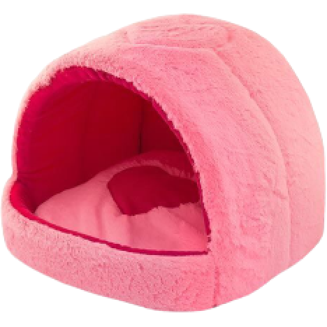 Домик Zoo-M "GROT" с подушкой розовой мех+малиновый велюр