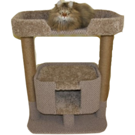 Домик-когтеточка ЕТК Castel cats 3, высота 105, домик 52*44, основание 47*80, 2 когтеточки