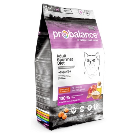 Сухой корм ProBalance Adult Gourmet Diet с говядиной и ягненком для кошек