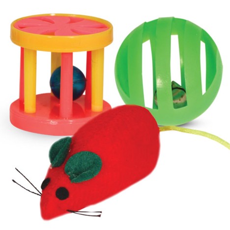 Набор игрушек Triol XW0316 для кошек (мяч, мышь, барабан) АРТ.22181040