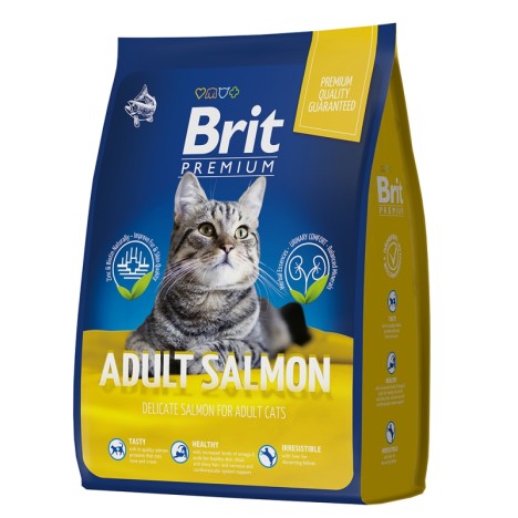 Сухой корм Brit Premium Сat Adult Salmon с лососем для взрослых кошек 