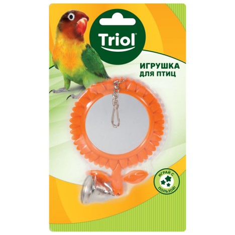 Игрушка Triol зеркало-подсолнух с колокольчиком для птиц 8*17,5 см