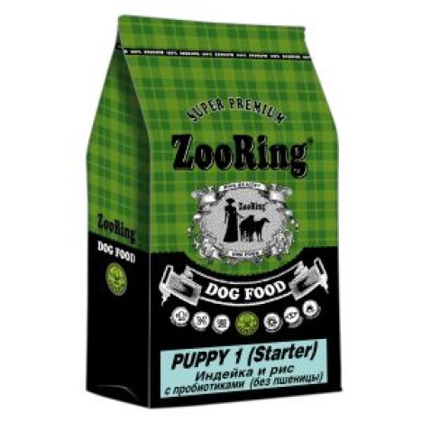 Сухой корм ZooRing Puppy 1 Starter индейка и рис с пробиотиками для щенков всех пород 