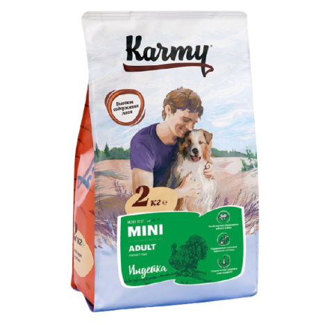 Сухой корм Karmy Adult Mini с индейкой для собак мелких пород