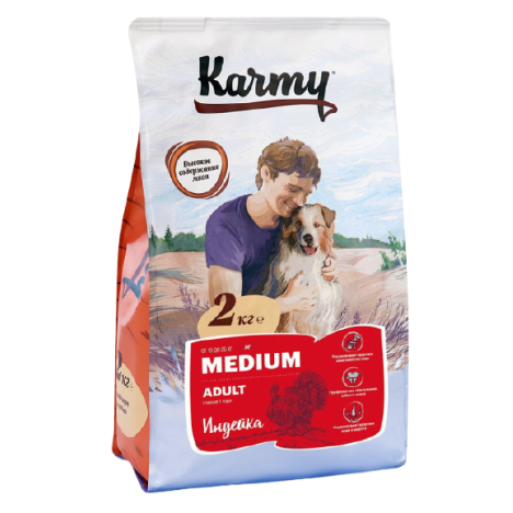 Сухой корм Karmy Adult Medium с индейкой для собак средних пород