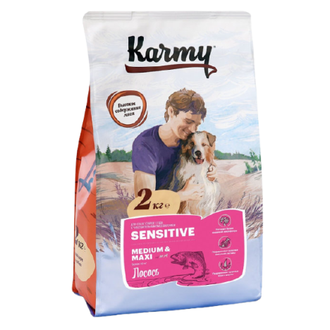 Сухой корм Karmy Sensitive Medium/Maxi с лососем для собак средних и крупных пород с чувствительным пищеварением