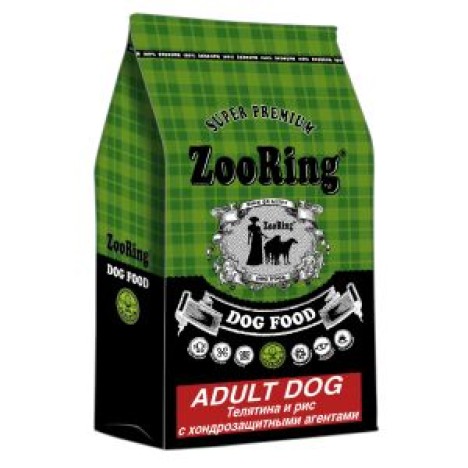 Сухой корм ZooRing Adult Dog телятина и рис с хондрозащитными агентами для взрослых собак средних и крупных пород