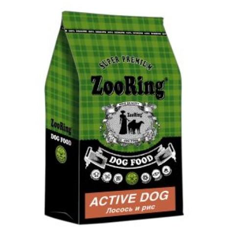 Сухой корм ZooRing Active Dog лосось и рис для взрослых активных собак средних и крупных пород