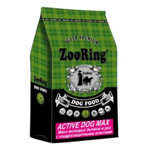 Сухой корм ZooRing Active Dog Max мясо молодых бычков и рис с хондрозащитными агентами для взрослых активных собак крупных и гигантских пород