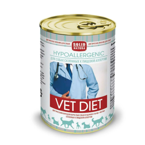 Консервы Solid Natura VET DIET Hypoallergenic для собак склонных к пищевой аллергии