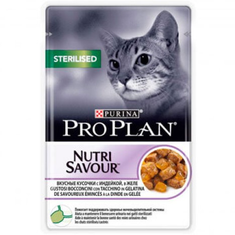Влажный корм Pro Plan Nutri Savour Sterilised индейка в желе для стерилизованных кошек, 85г