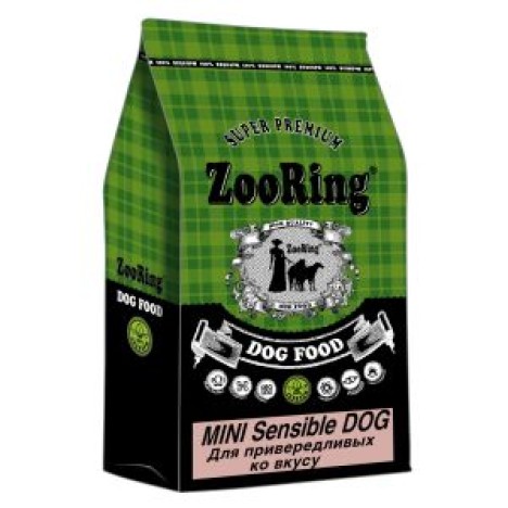 Сухой корм ZooRing Adult Dog Mini Sensible индейка и риc для взрослых собак мелких и средних пород, привередливых к вкусу пищи