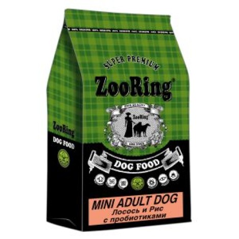 Сухой корм ZooRing Adult Dog Mini лосось и рис с пробиотиками для взрослых собак мелких и средних пород