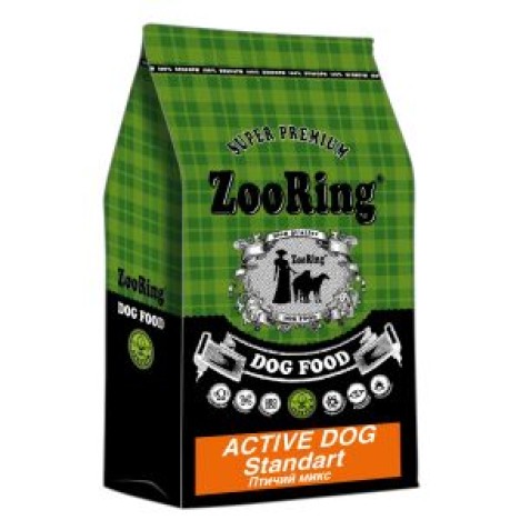 Сухой корм ZooRing Active Dog Standart птичий микс и рис для взрослых активных собак средних и крупных пород