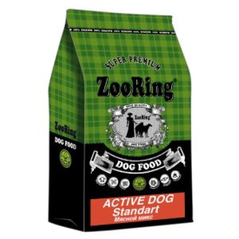 Сухой корм ZooRing Active Dog Standart мясной микс и рис для взрослых активных собак средних и крупных пород