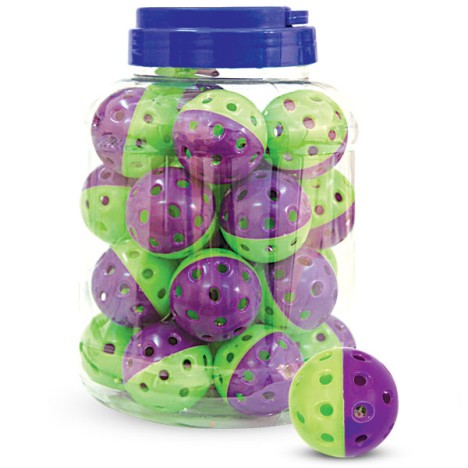 Игрушка Triol 3833 "Мяч-погремушка" для кошек, фиолетово-зеленый, d40мм (банка 25шт.) 