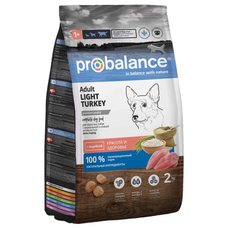 Сухой корм ProBalance Adult Light Turkey для взрослых собак всех пород, с индейкой