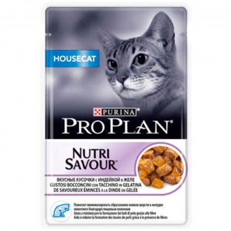 Влажный корм Pro Plan Nutri Savour Housecat индейка для взрослых домашних кошек, 85г