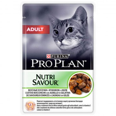 Влажный корм Pro Plan Nutri Savour Adult ягненок в желе для взрослых кошек, 85г