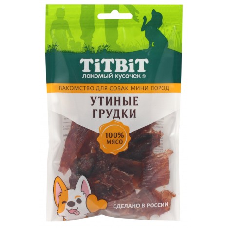 Лакомство TitBit Утиные грудки для собак мини пород 70 г