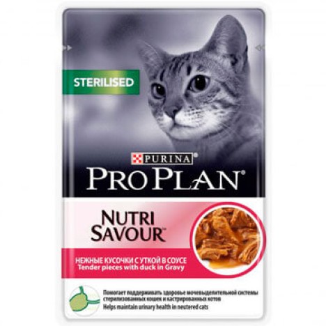 Влажный корм Pro Plan Nutri Savour Sterilised утка в соусе для стерилизованных кошек, 85г
