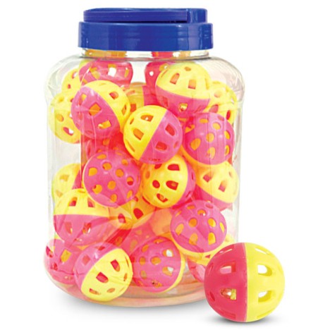 Игрушка Triol 3831 "Мяч-погремушка" для кошек, желто-розовый, d35мм (банка 36шт.)