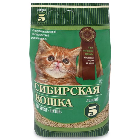 Древесный наполнитель Сибирская кошка "Лесной" для котят 5л.