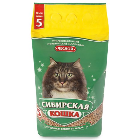 Древесный наполнитель Сибирская кошка "Лесной" для кошек