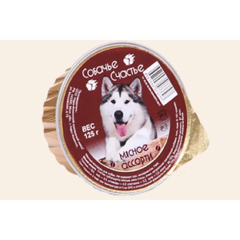 Консервы Собачье счастье "Мясное ассорти" в желе для собак, 125г