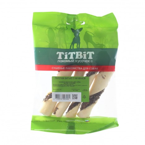 Лакомство TitBit палочки витые с начинкой для собак (мягкая упаковка)