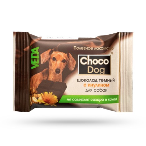 Лакомство VEDA "Choco Dog" шоколад темный с инулином для собак 15г