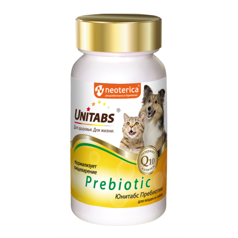 Пребиотический комплекс Unitabs Prebiotic для нормализации пищеварения для собак и кошек, 100 таб.