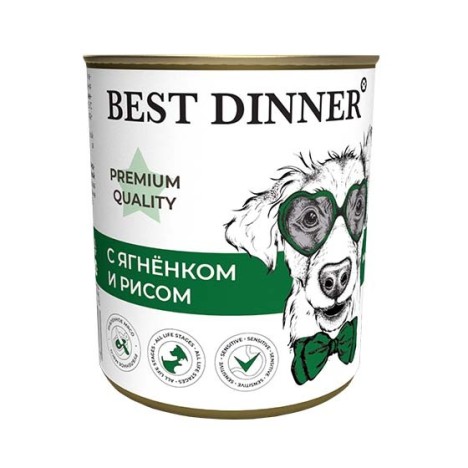 Консервы Best Dinner Premium Меню №5 с ягненком и рисом для собак 340гр