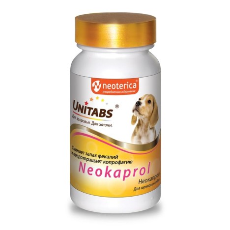 Кормовая добавка Unitabs Neokaprol для снижения запаха фекалий у щенков и собак и предотвращения копрофагии 100табл.