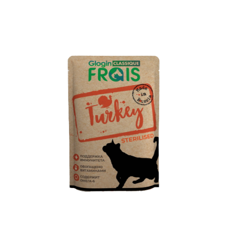 Влажный корм FRAIS Classique Turkey с индейкой в нежном соусе для стерилизованных кошек 85г