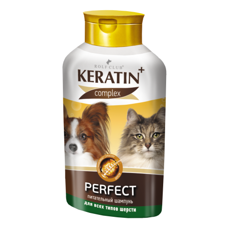Шампунь Rolf Club Keratin+ "Perfect" для всех типов шерсти кошек и собак, 400 мл