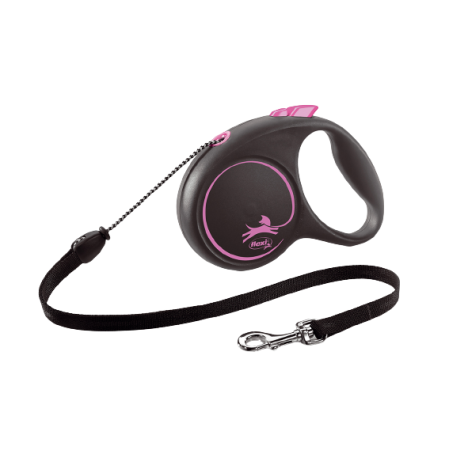Рулетка Flexi Black Design трос черный/розовый 