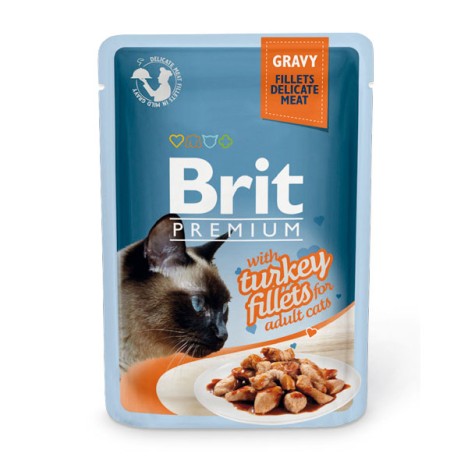Влажный корм Brit Premium кусочки из филе индейки в соусе для кошек 85гр