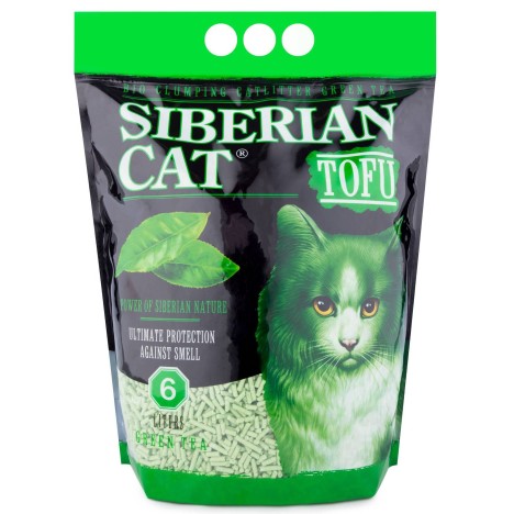 Соевый комкующийся наполнитель Сибирская кошка "Тофу" с ароматом зеленого чая 6л 