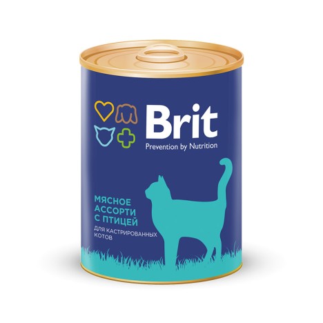 Консервы Brit Premium мясное ассорти с птицей для кастрированных котов 340г