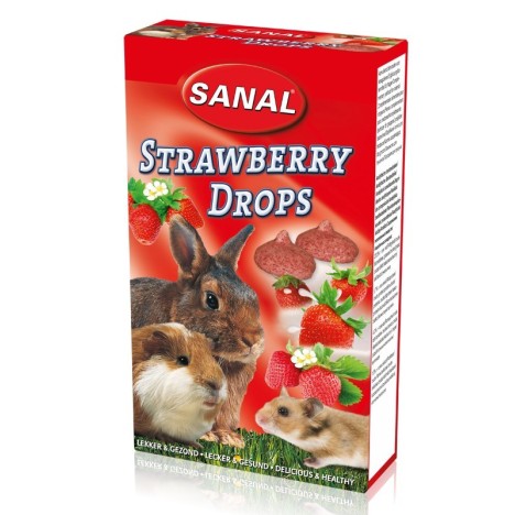 Лакомство Sanal "Strawberry" дропсы с клубникой для грызунов 45гр