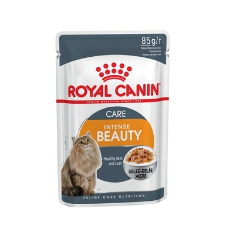 Влажный корм Royal Canin Intense Beauty для кошек для поддержания здоровья кожи и шерсти, кусочки в желе 85гр