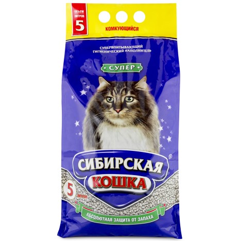 Минеральный комкующийся наполнитель Сибирская кошка "Супер" для кошек 