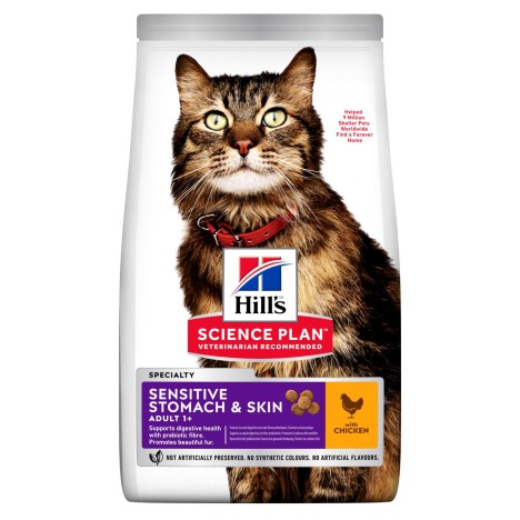 Сухой корм Hill's Science Plan Sensitive Stomach & Skin с курицей для кошек с чувствительным пищеварением и кожей (Срок годности 31.05.2024)