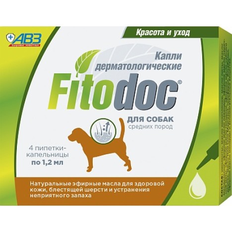 Капли АВЗ FITODOC дерматологические для собак средних пород (4пип)