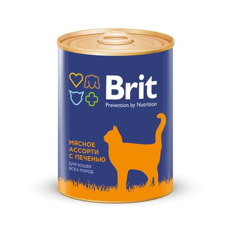 Консервы Brit Premium мясное ассорти с печенью для кошек 340г