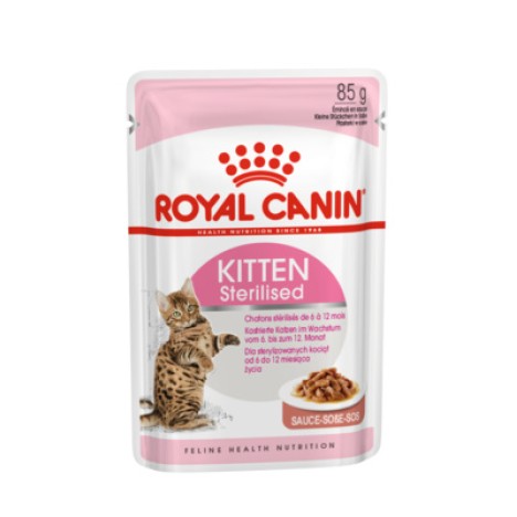 Влажный корм Royal Canin Kitten Sterilised для стерилизованных котят, кусочки в соусе 85гр