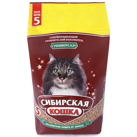 Минеральный впитывающий наполнитель Сибирская кошка "Универсал" для кошек 5л.